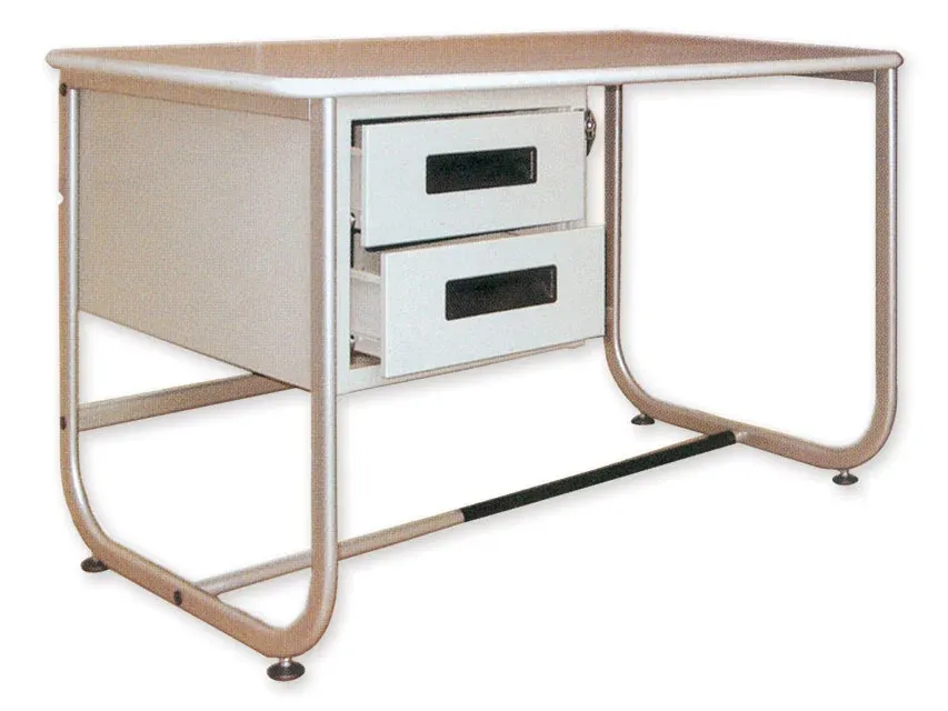 Birou doctor 130x71 cm cu 2 sertare alb pentru cabinet medical