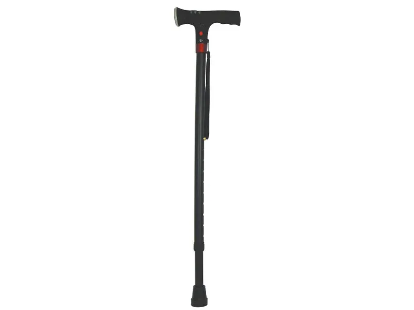 Baston telescopic pliabil cu LED argintiu pentru siguranta in intuneric
