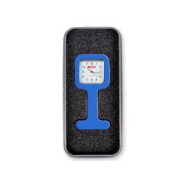 Ceas patrat silicon albastru in cutie de aluminiu pentru asistenta medicala
