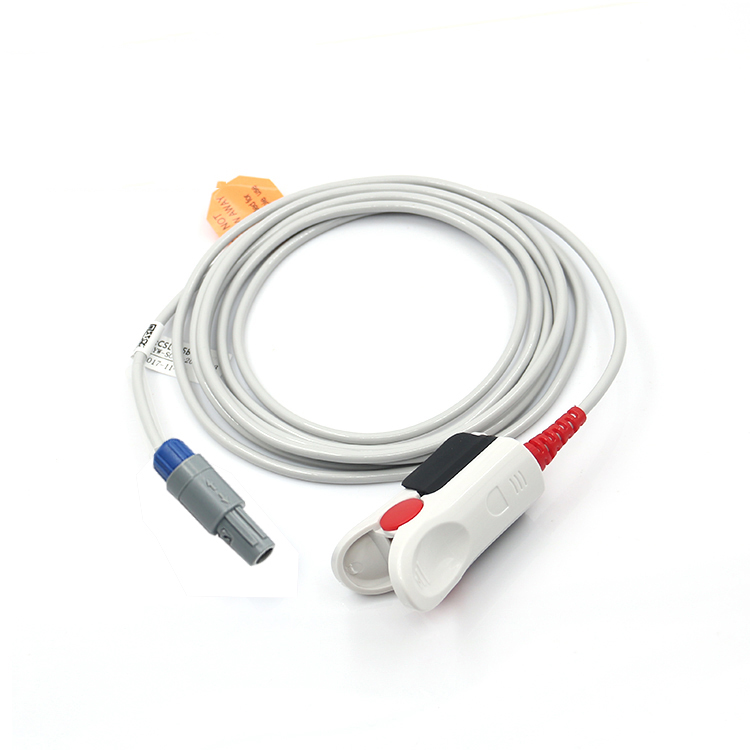 Cablu complet - SpO2 Mindray / Edan - adult cleste - 6 pini - 2 linii ghidaj